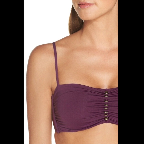 NWT $69 Becca Reconnect Bandeau Bikini Top in‎ Merlot [SZ Small ] - Picture 2 of 8